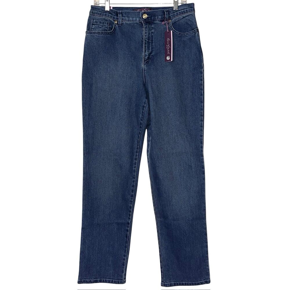 NWT GLORIA VANDERBILT BLUE AMANDA HERITAGE FIT JEANS SIZE 12 EMBELLISHED BK PKTS